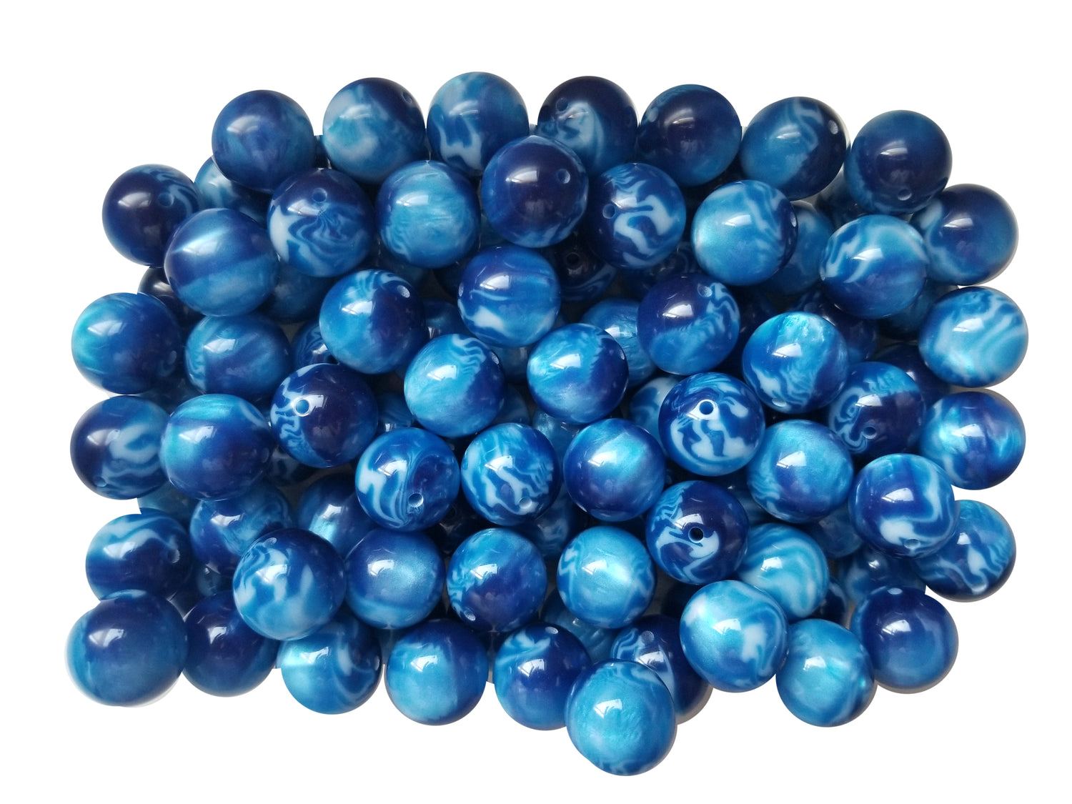 deep blue ocean 20mm printed bubblegum beads