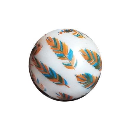 feather 20mm printed bubblegum beads