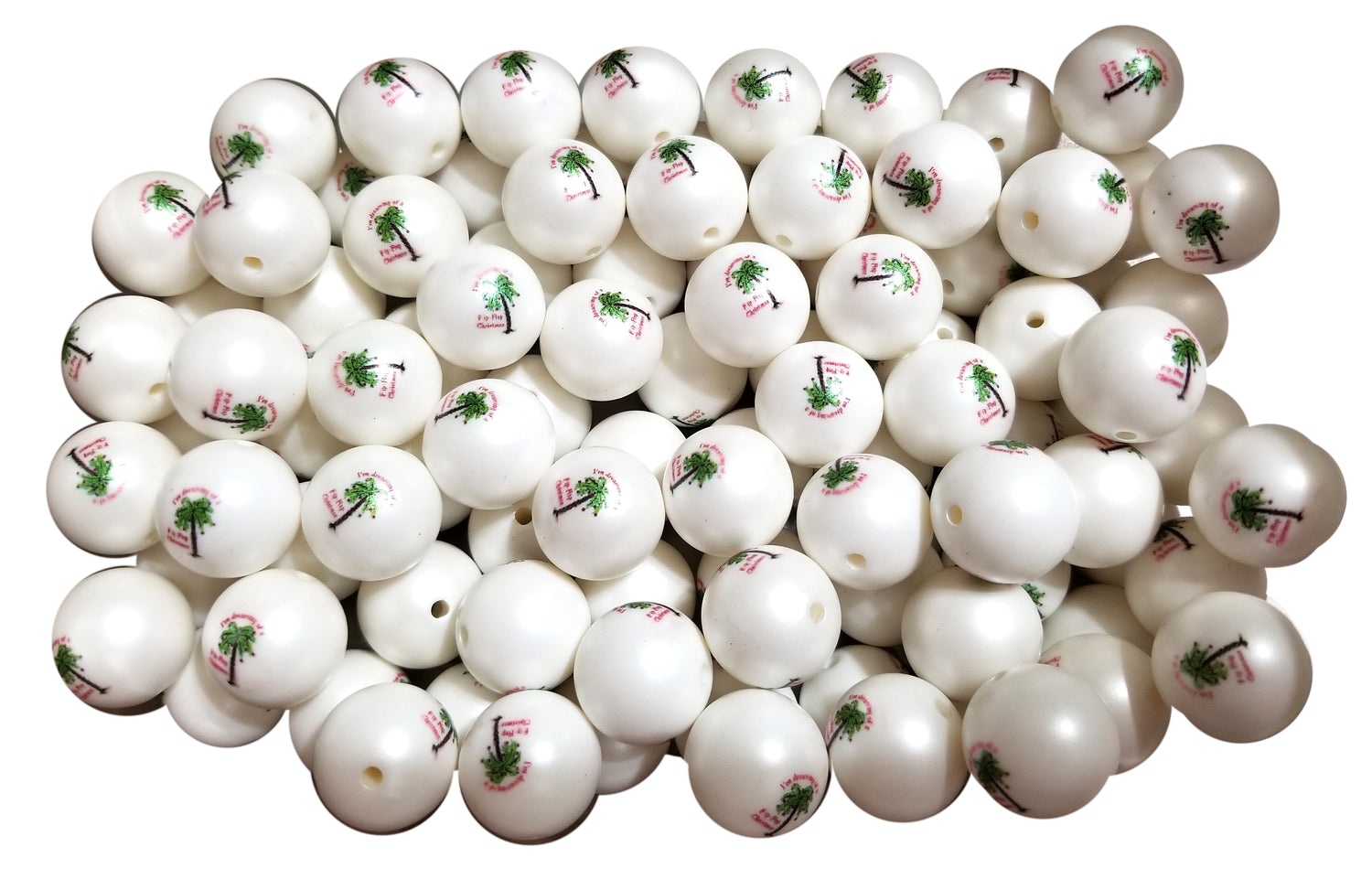 I'm dreaming of a flip flop christmas 20mm printed bubblegum beads