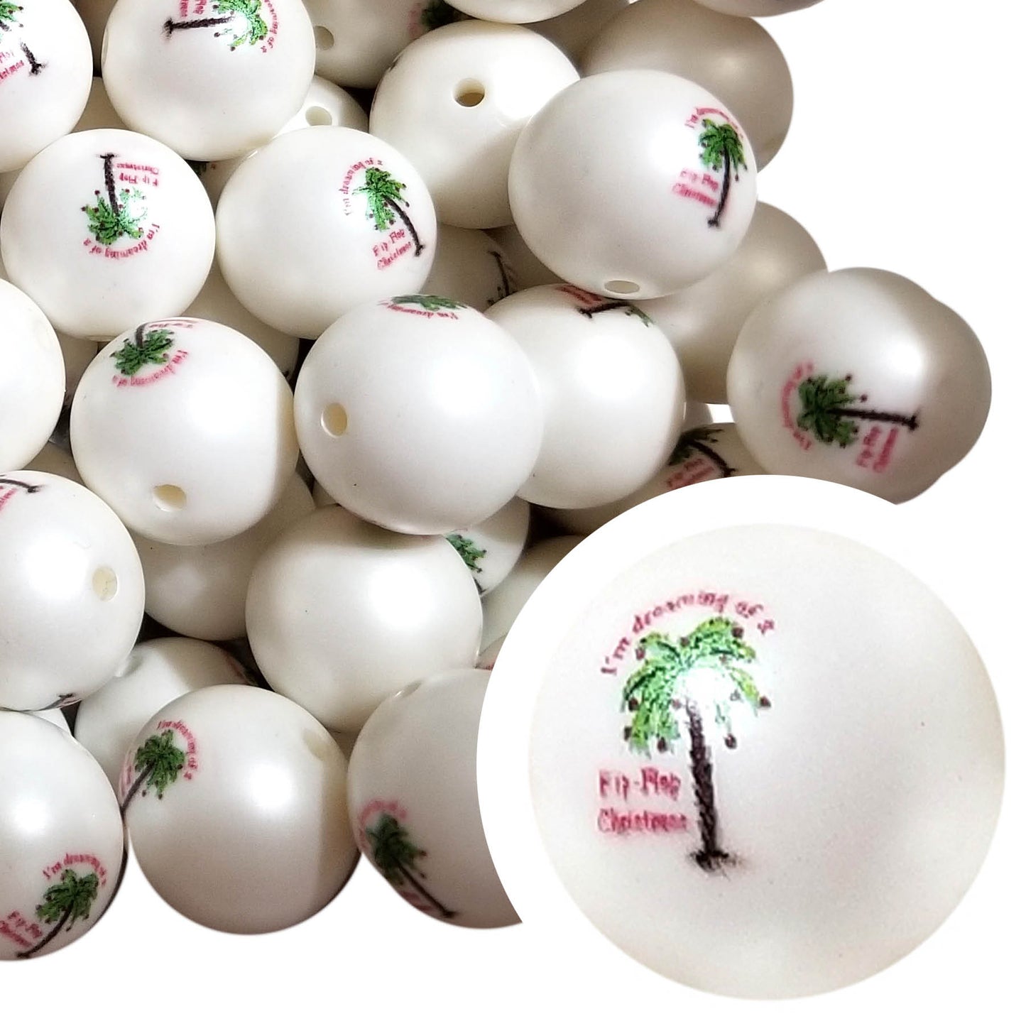 I'm dreaming of a flip flop christmas 20mm printed bubblegum beads