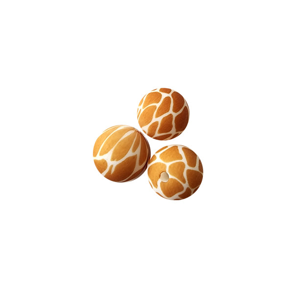 15mm giraffe print round silicone beads