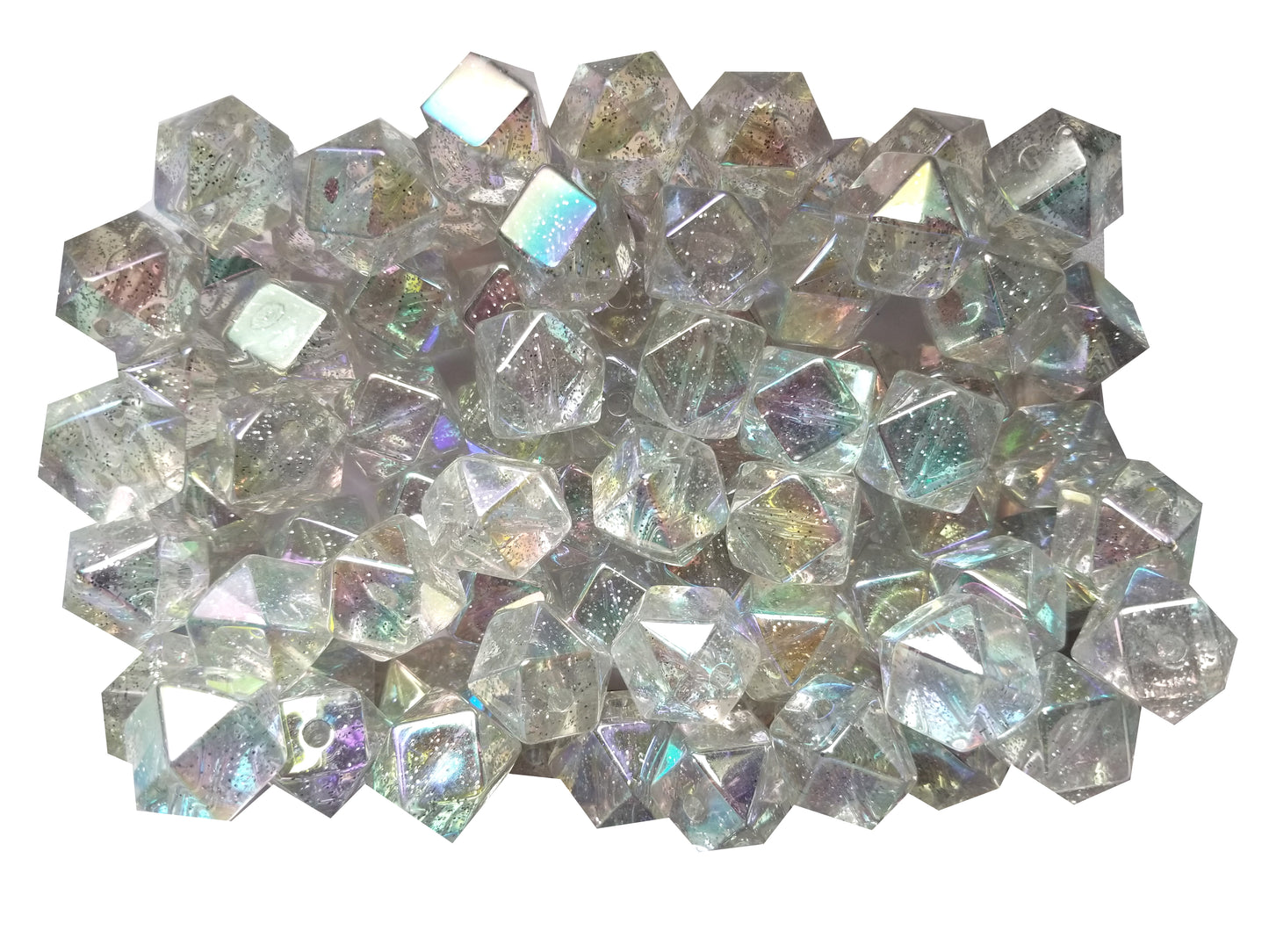 glitter ice cubes 20mm bubblegum beads