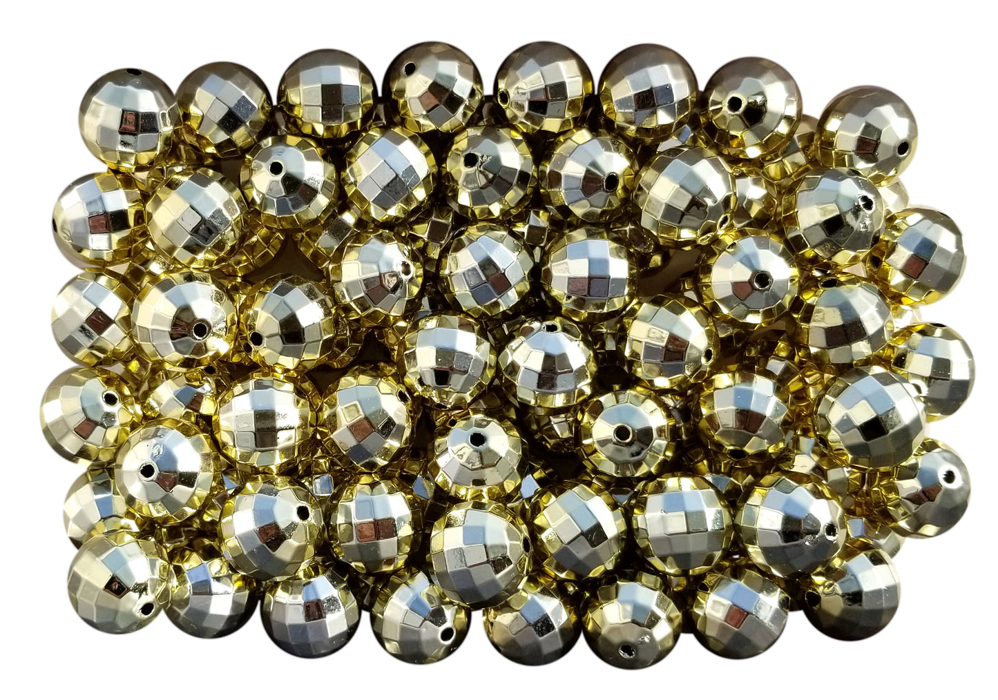 gold metallic disco 20mm bubblegum beads