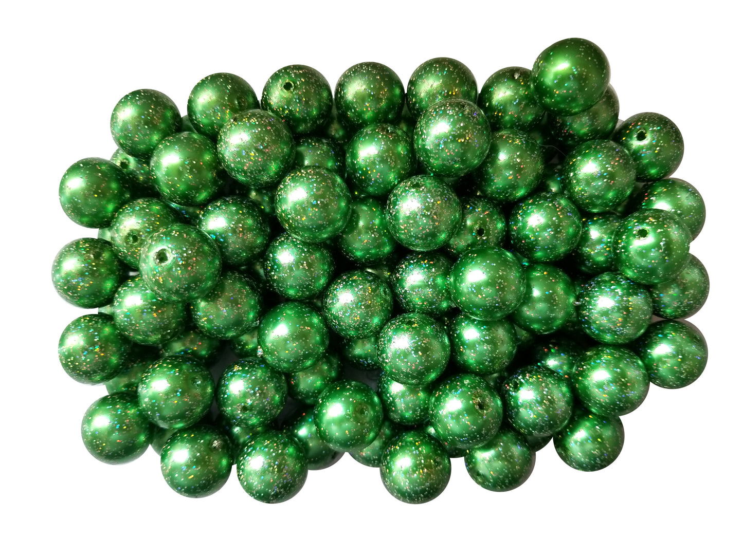 green pearl glitter 20mm bubblegum beads