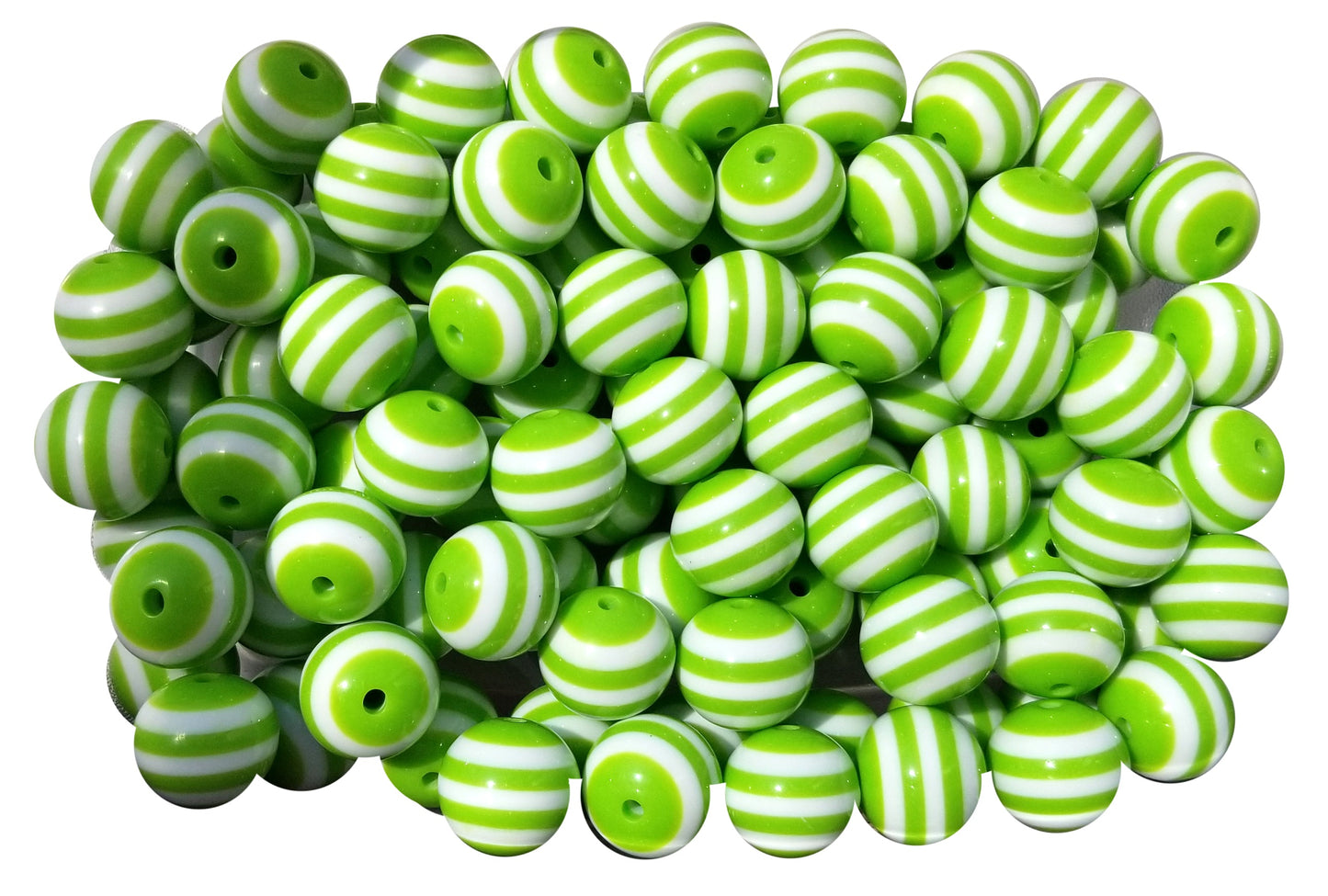 green striped 20mm bubblegum beads