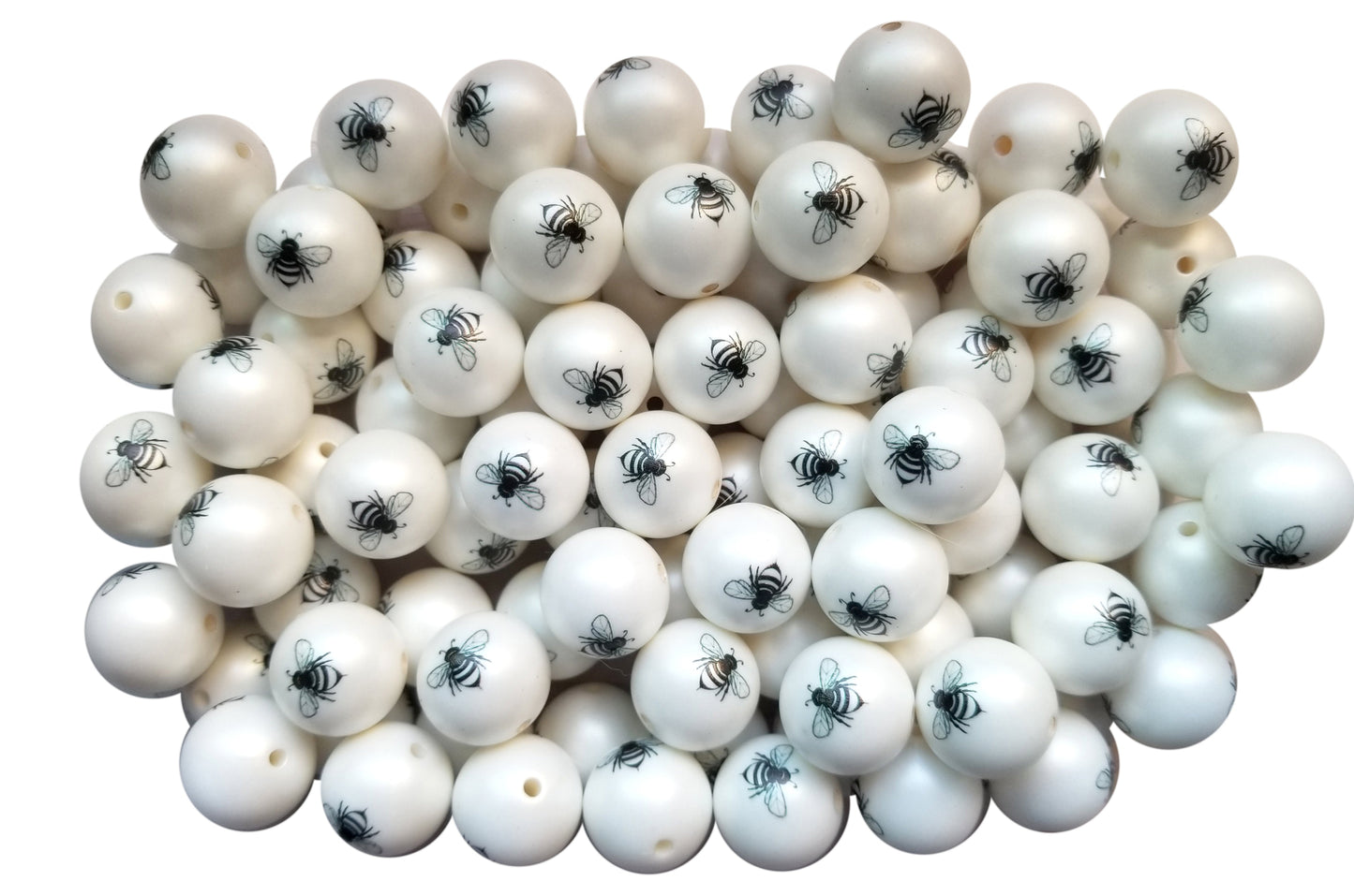 honey bee 20mm printed bubblegum beads