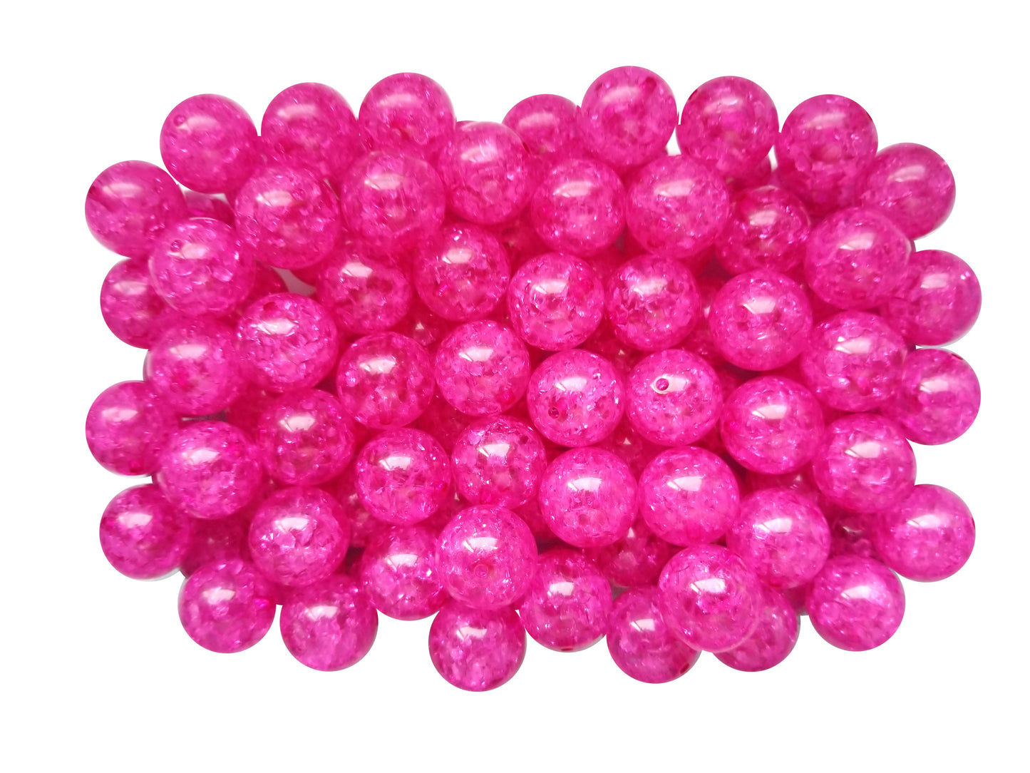 hot pink crackle 20mm bubblegum beads