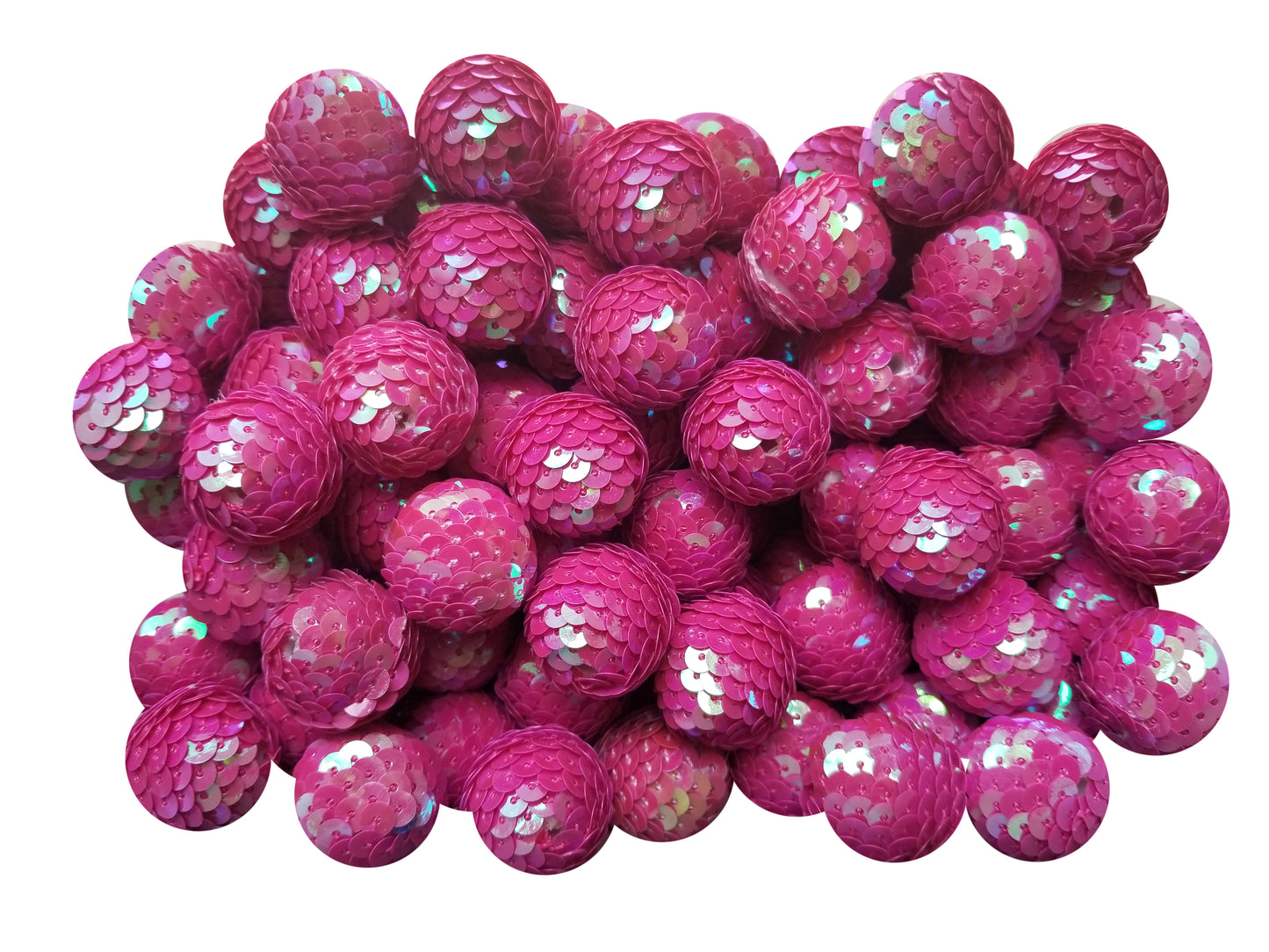 hot pink sequin mermaid tail 22mm wholesale bubblegum beads