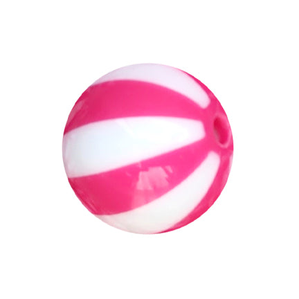 hot pink vertical striped 20mm bubblegum beads