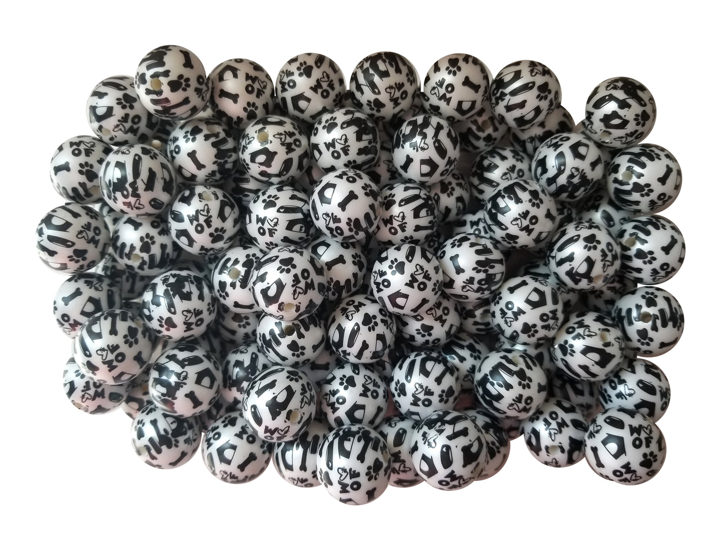 in the dog house 20mm printed bubblegum beads