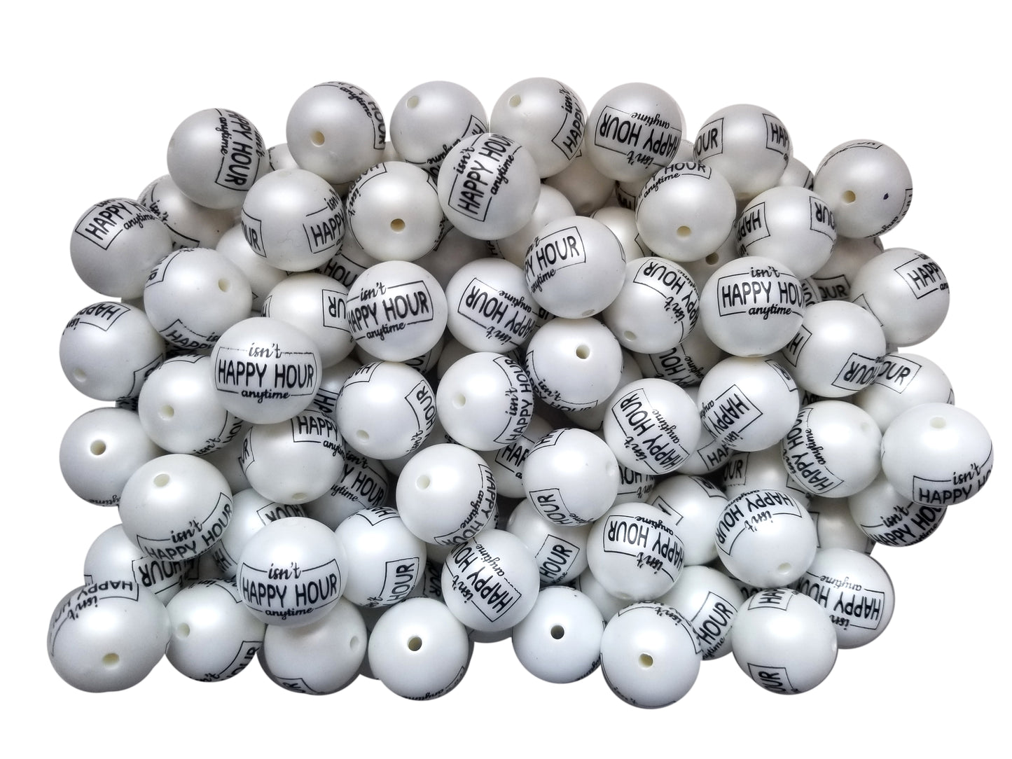 isn't happy hour anytime 20mm printed bubblegum beads