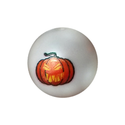 jack-o-lantern pumpkin 20mm printed bubblegum beads