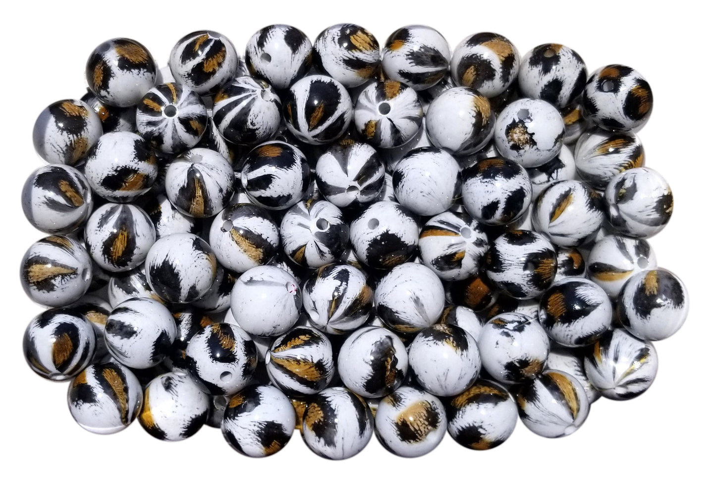 leopard fur print 20mm printed bubblegum beads