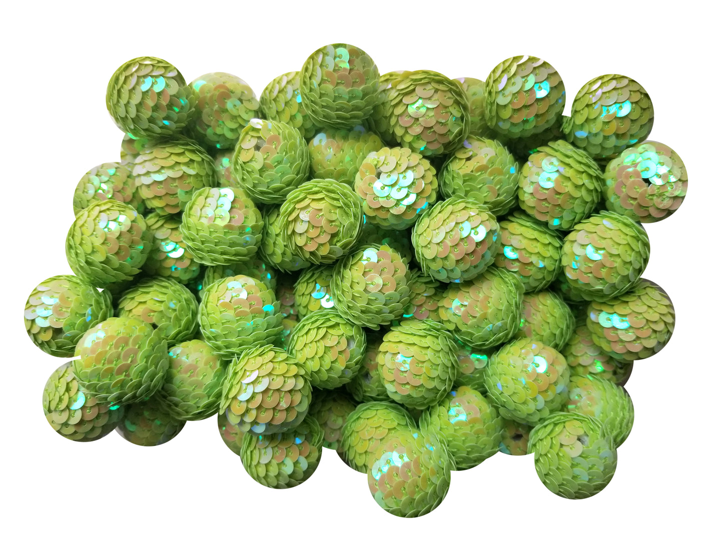 lime green sequin mermaid tail 22mm bubblegum beads
