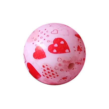 lots of love hearts 20mm printed bubblegum beads