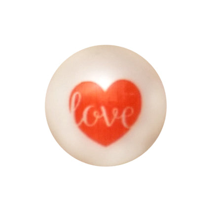 love heart 20mm printed bubblegum beads