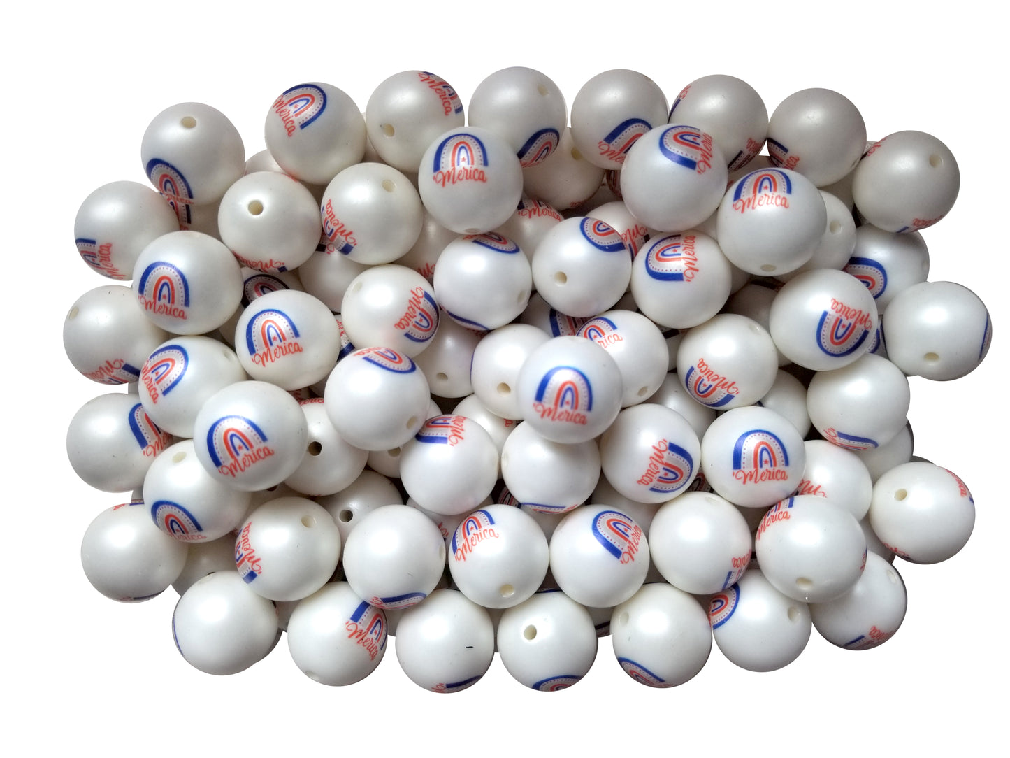 'merica USA rainbow 20mm printed bubblegum beads