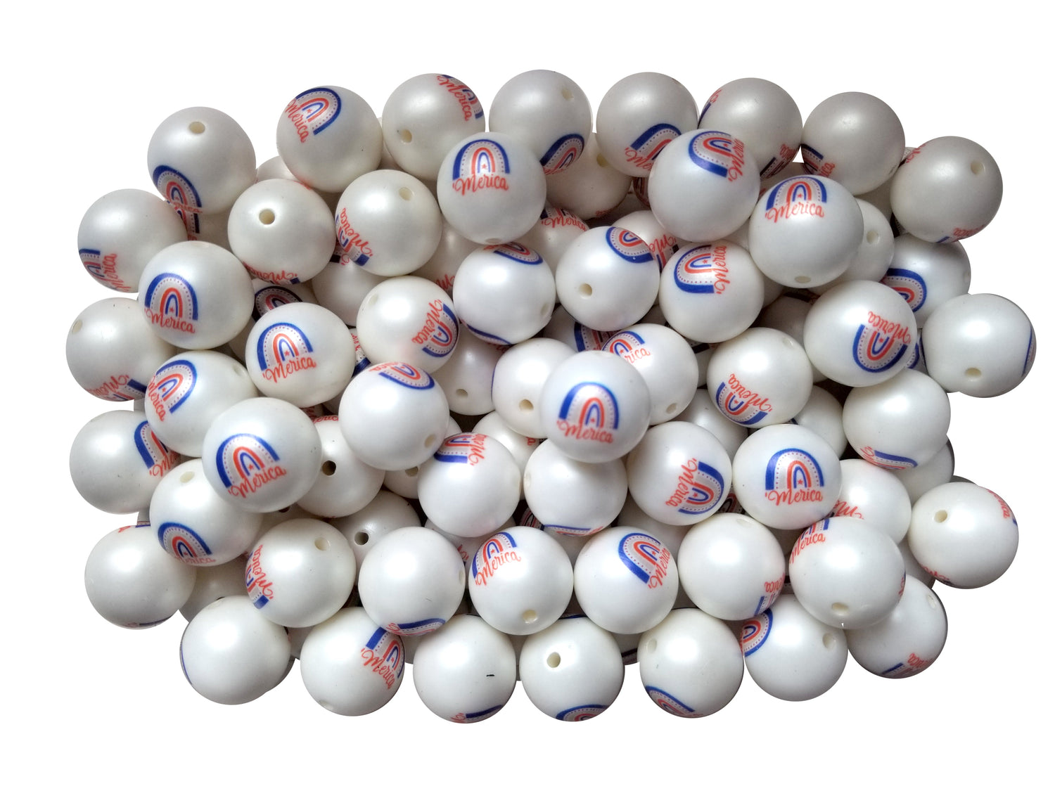 'merica USA rainbow 20mm printed bubblegum beads