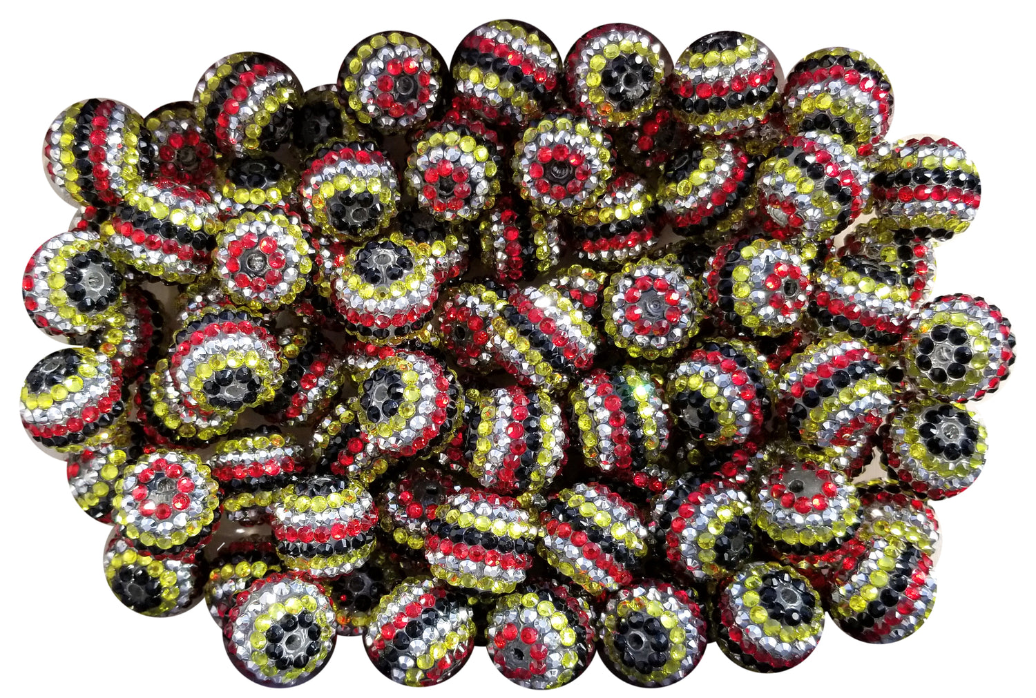 mickey striped rhinestone 20mm bubblegum beads
