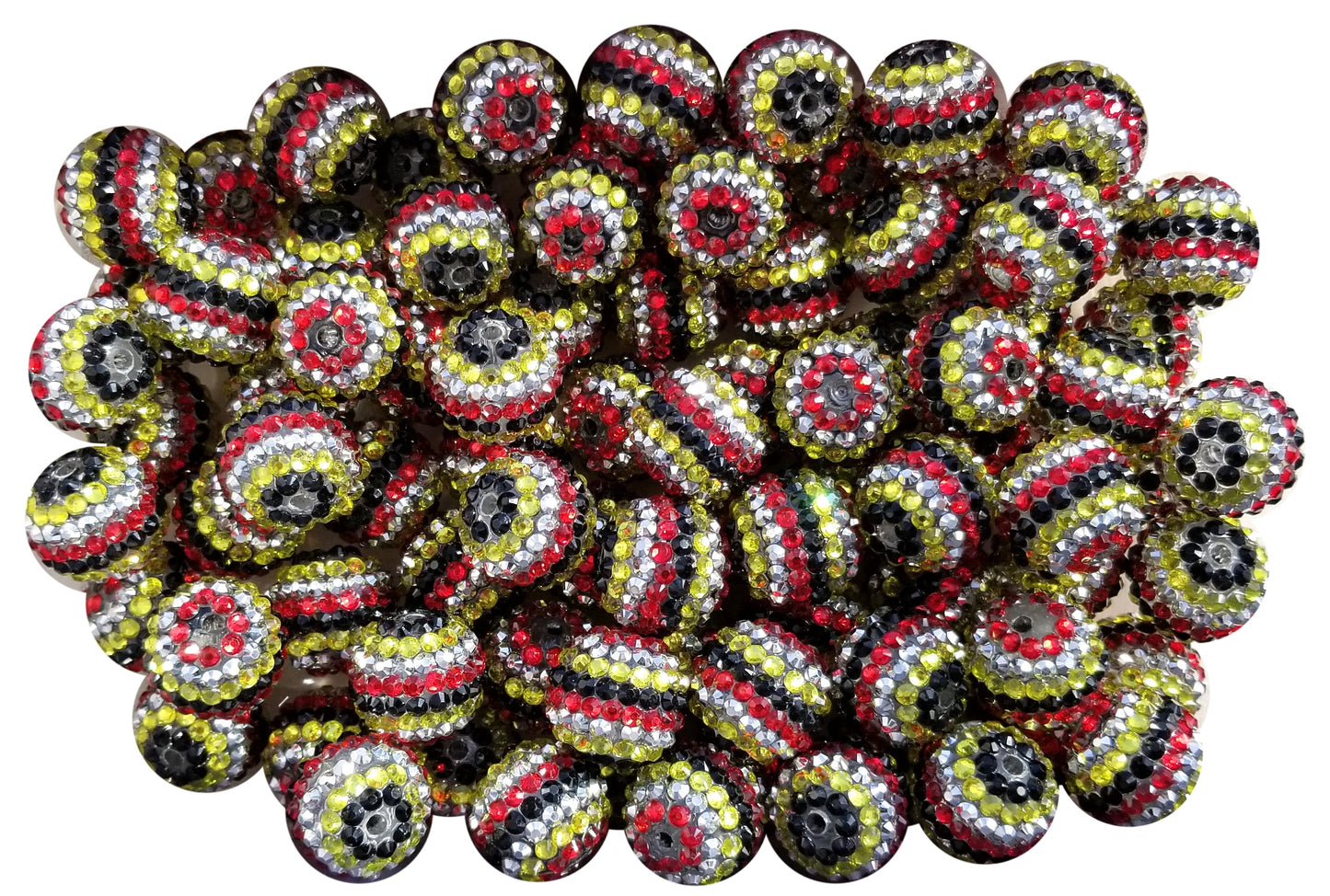 mickey striped rhinestone 20mm bubblegum beads