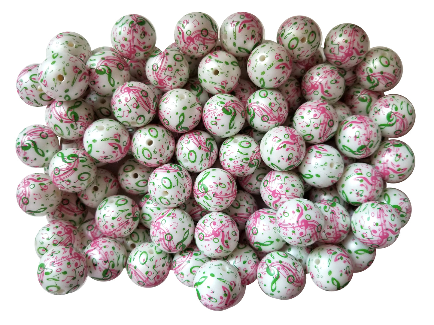 music notes 20mm printed bubblegum beads
