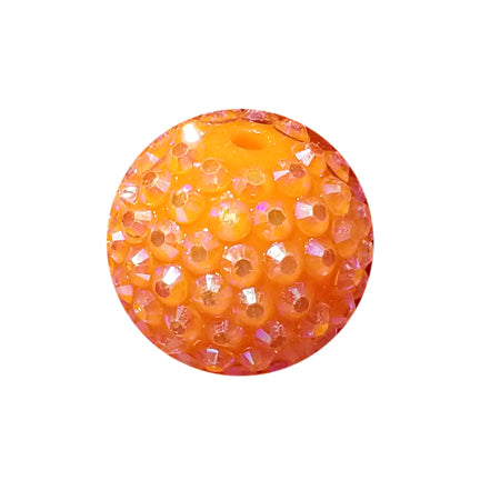 orange rhinestone 20mm bubblegum beads