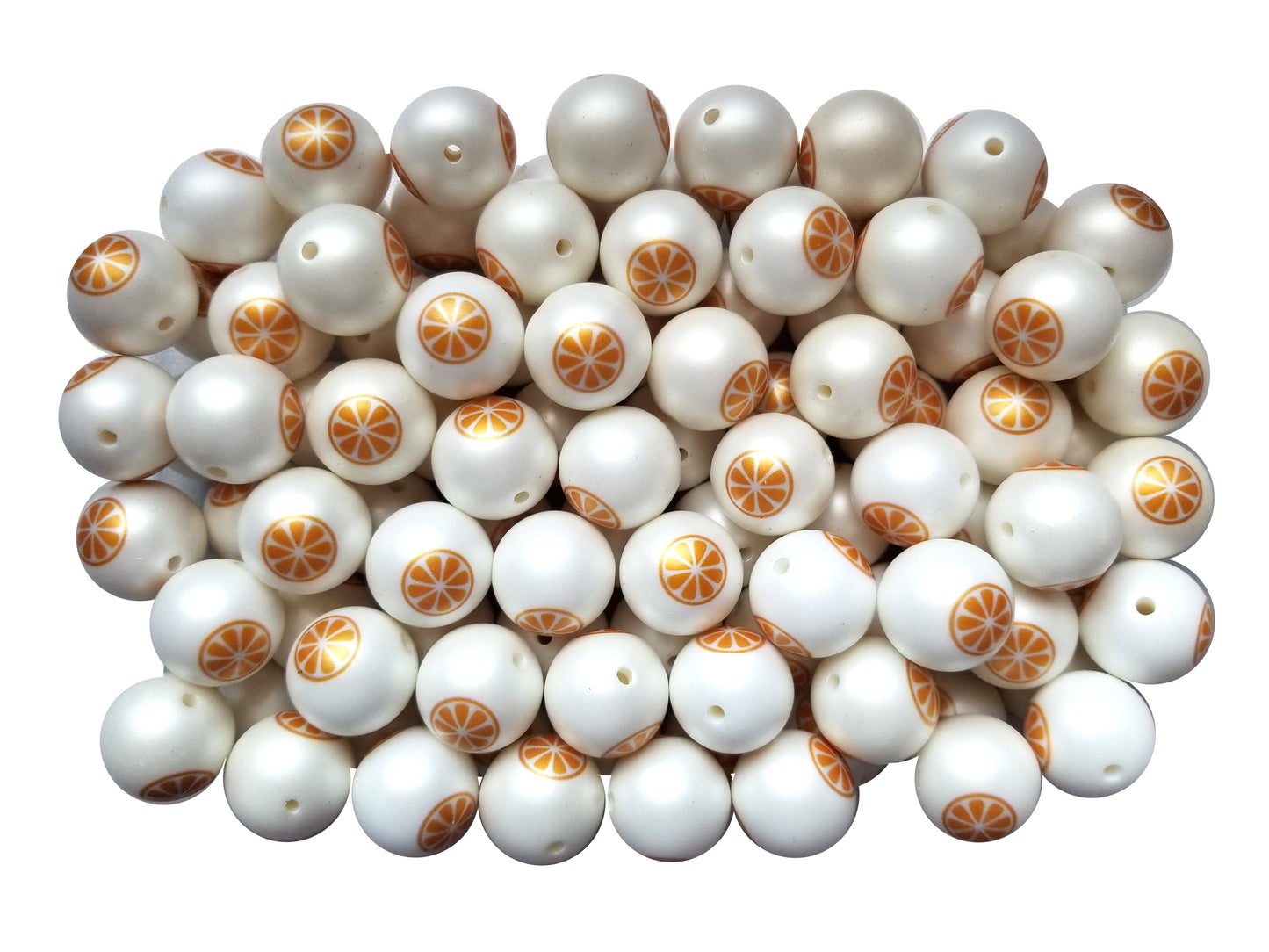 orange slice 20mm printed bubblegum beads