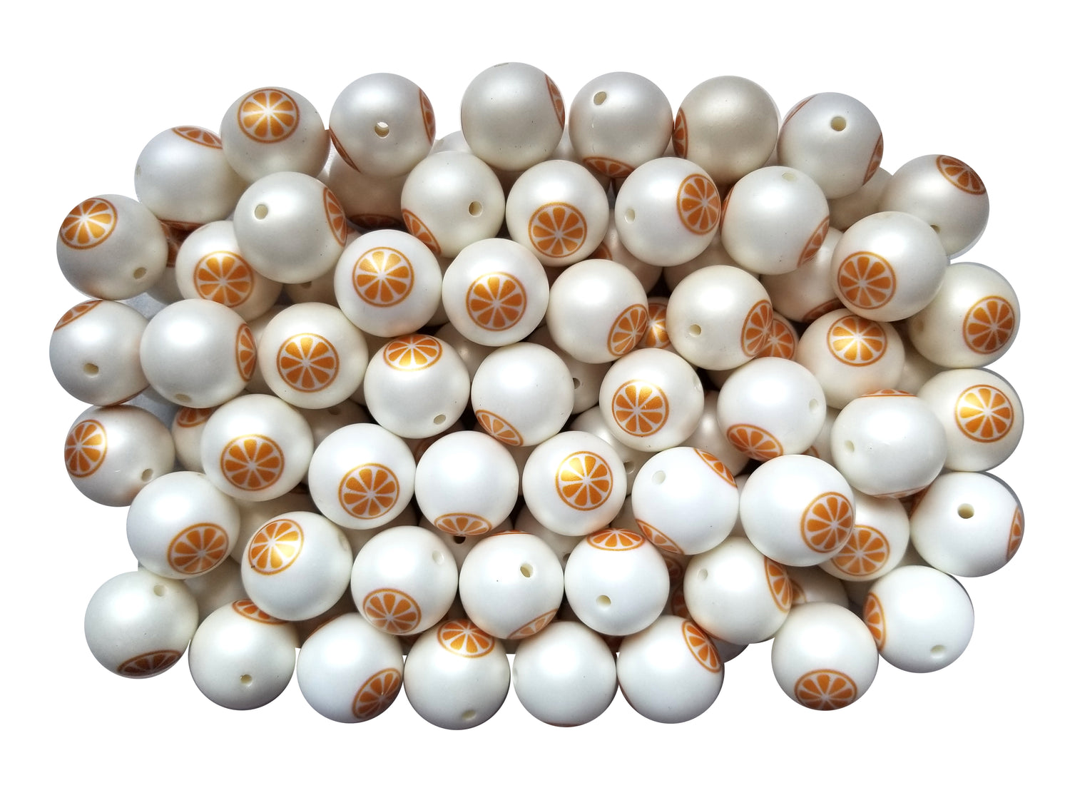 orange slice 20mm printed bubblegum beads