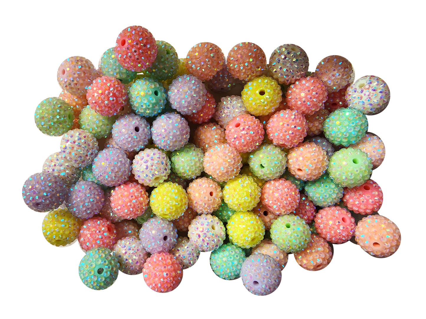 pastel rainbow rhinestone 20mm bubblegum beads
