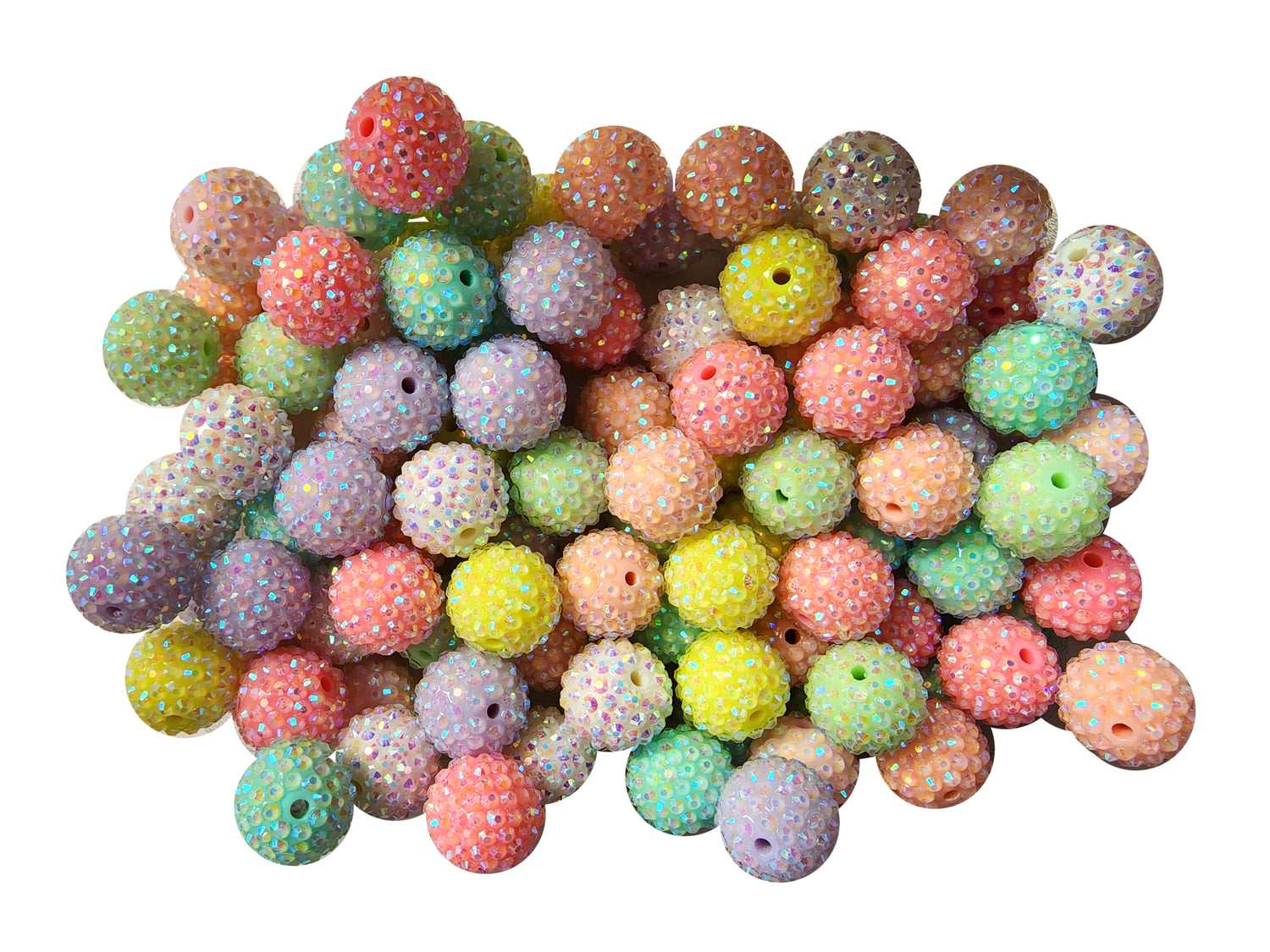 pastel rainbow rhinestone 20mm bubblegum beads