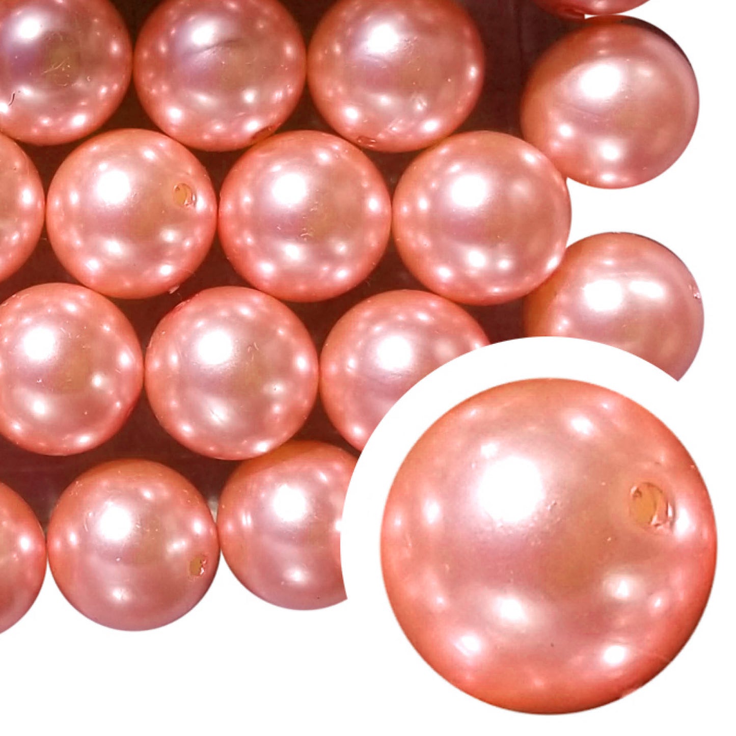 peach pearl 20mm bubblegum beads