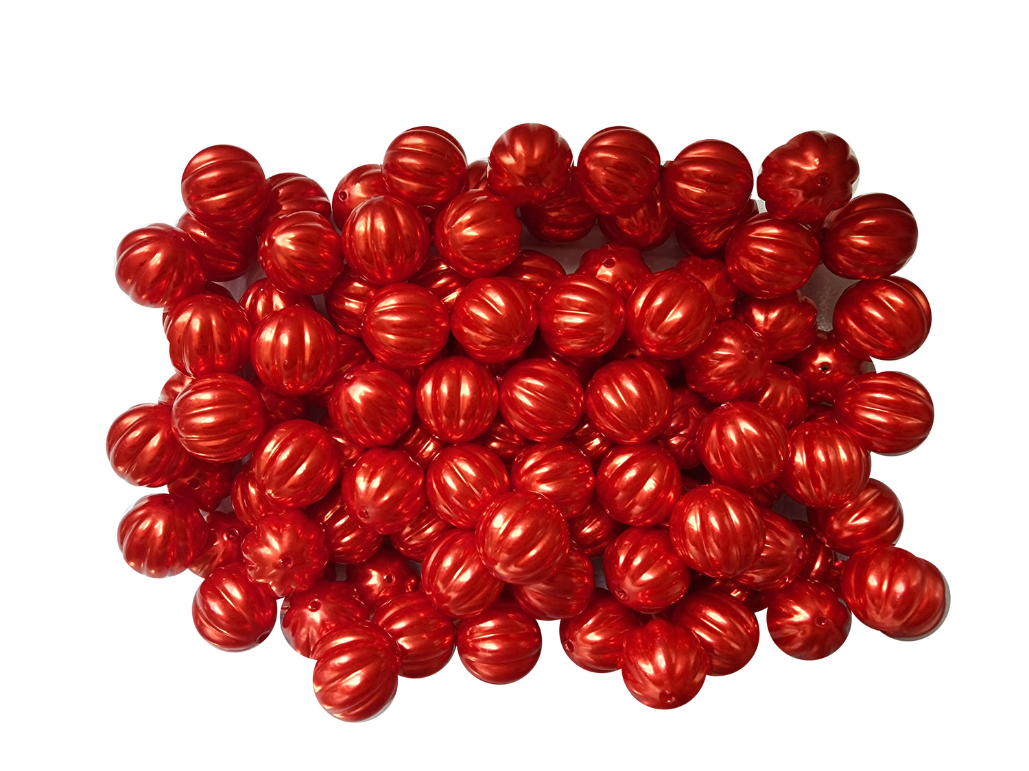 red pearl pumpkin 20mm bubblegum beads
