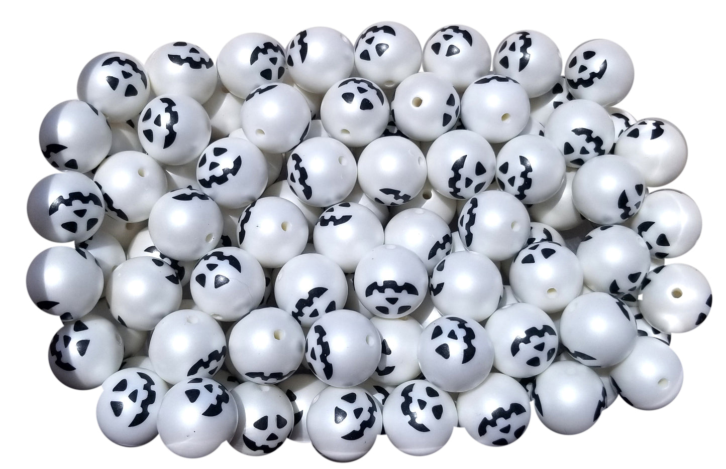 pearl white ghost pumpkin 20mm printed bubblegum beads