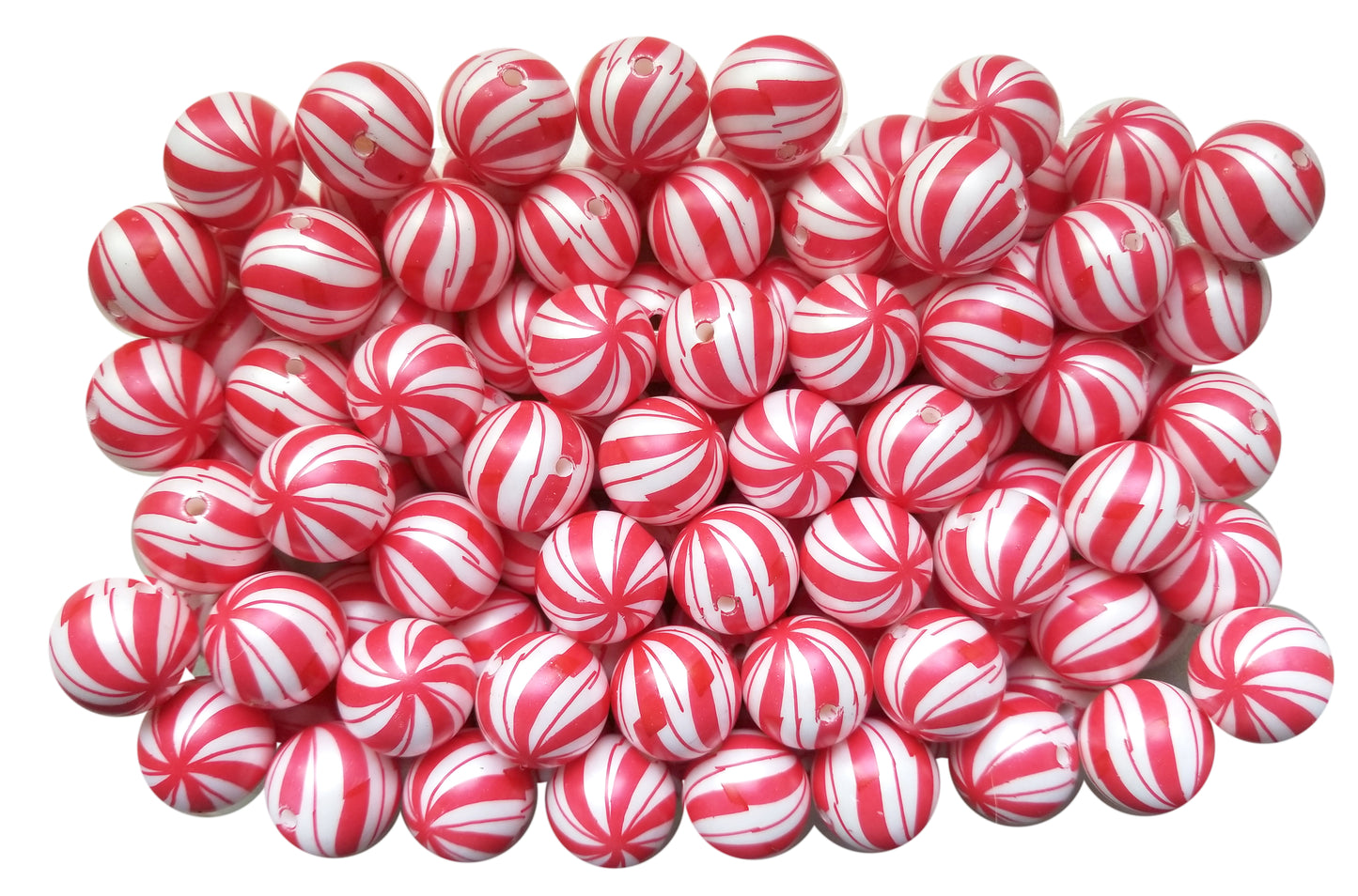 peppermint swirls 20mm printed bubblegum beads