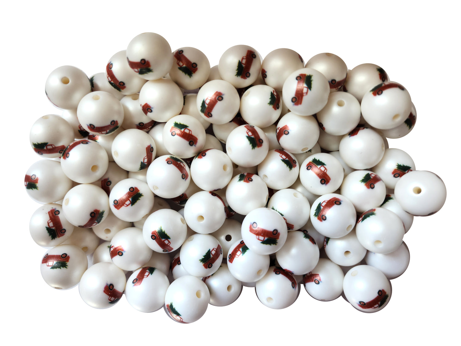 truck with christmas tree 20mm printed bubblegum beads