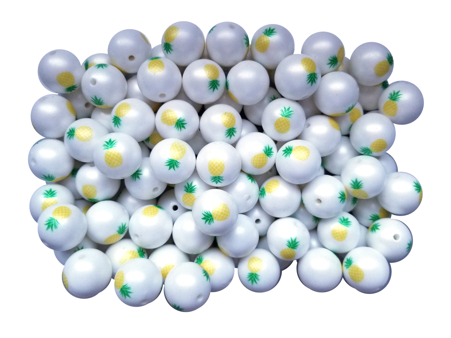 pineapple 20mm printed bubblegum beads