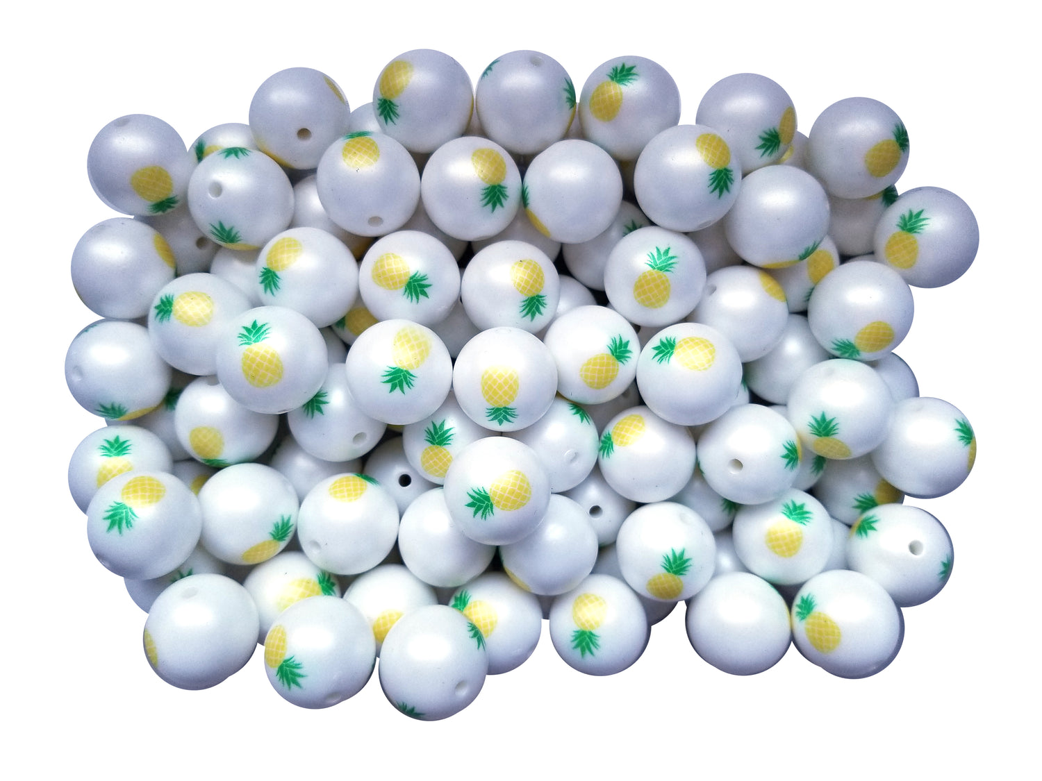 pineapple 20mm printed bubblegum beads