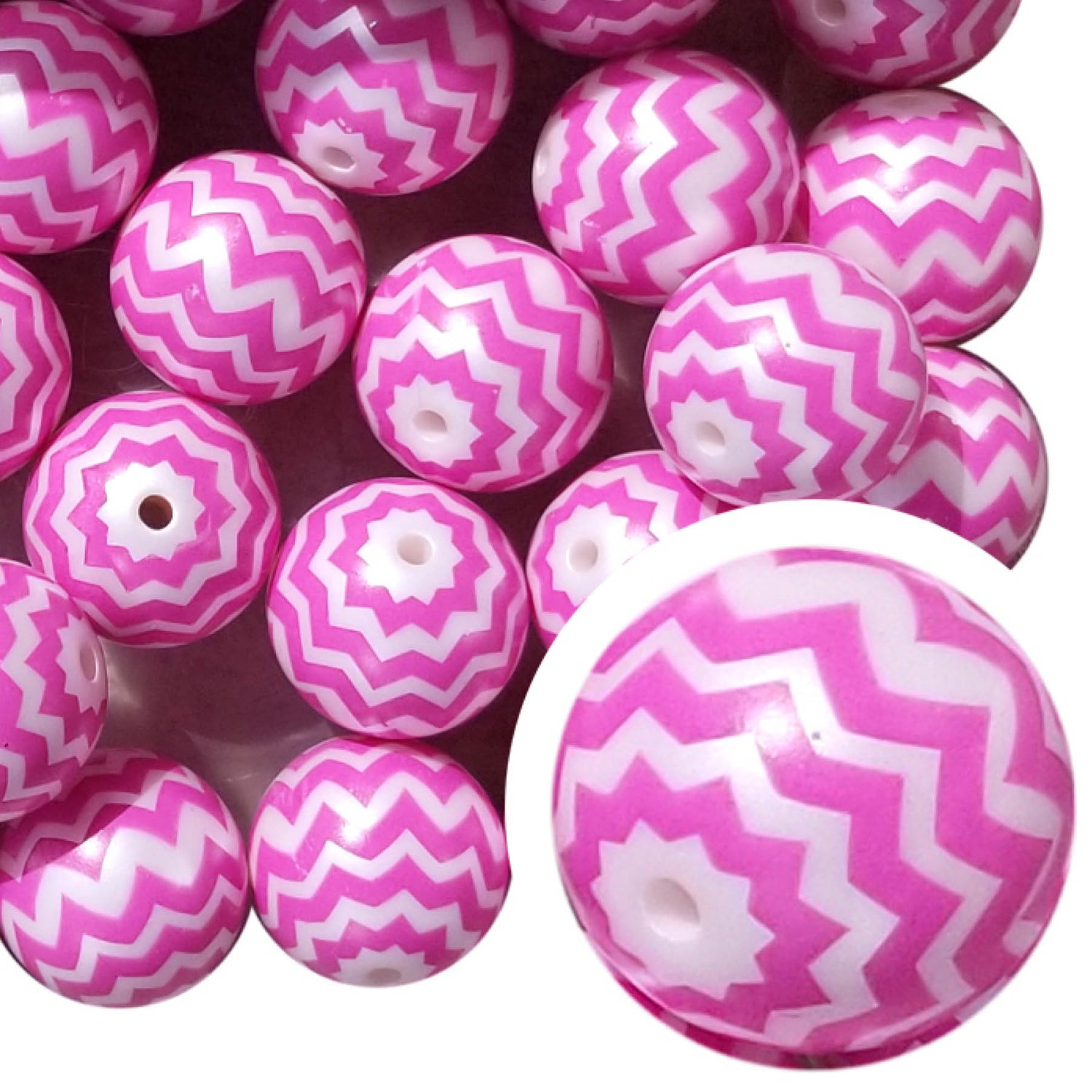 pink chevron 20mm bubblegum beads