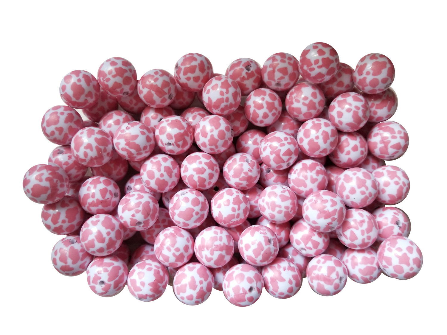 pink cow 20mm printed bubblegum beads