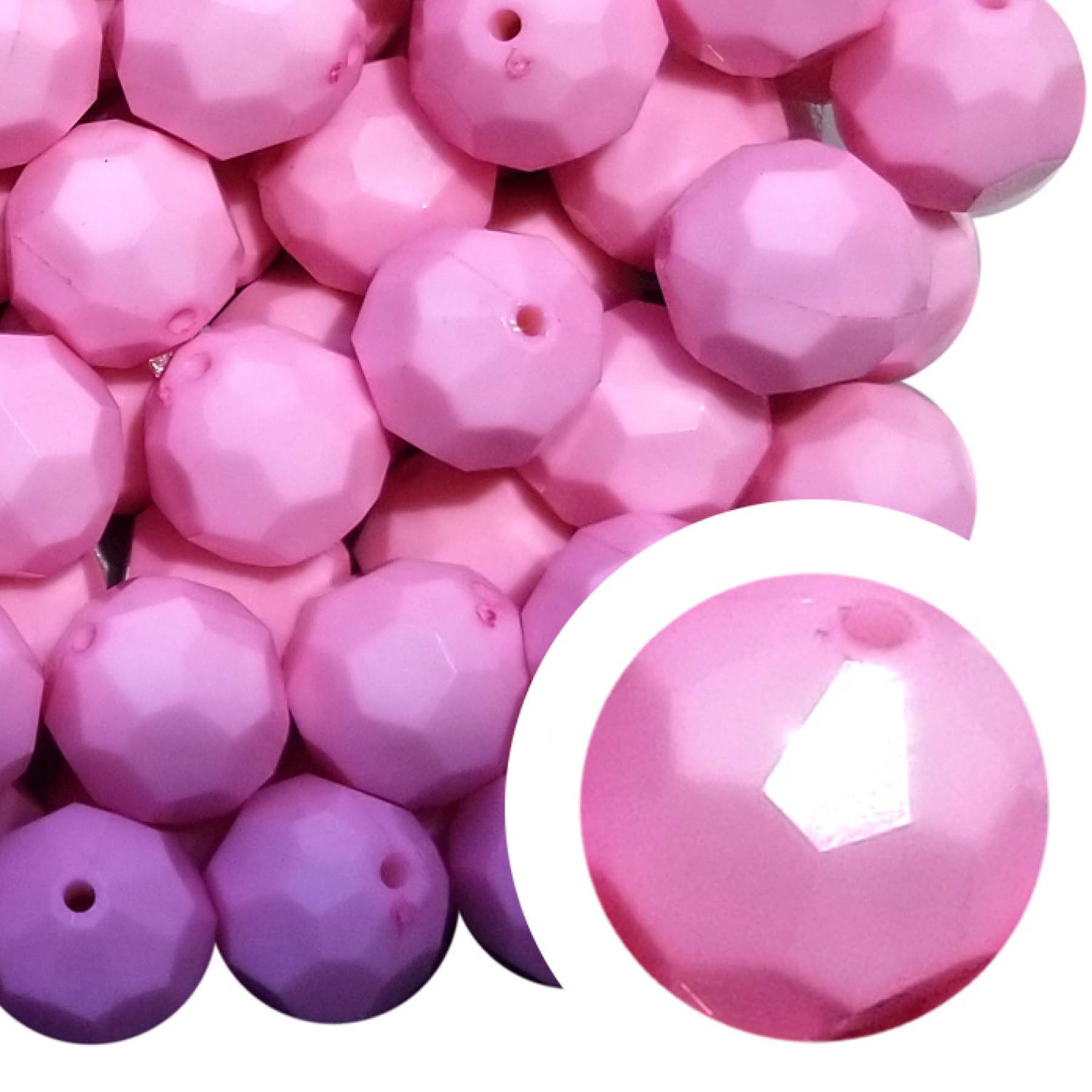 pink opaque faceted 20mm bubblegum beads