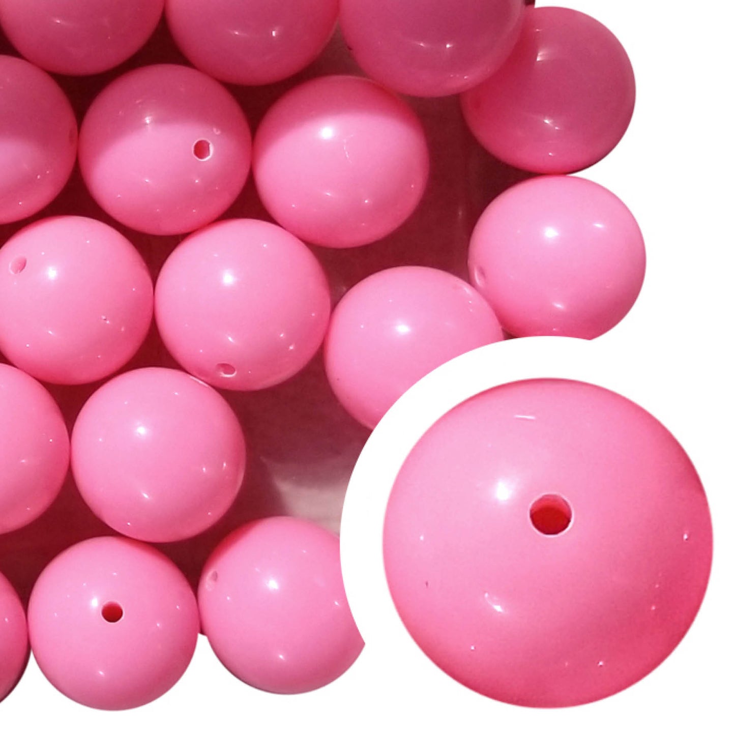 pink plain 20mm bubblegum beads