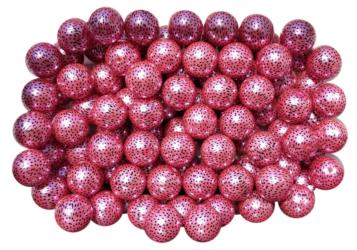 pink watermelon seeds 20mm printed bubblegum beads