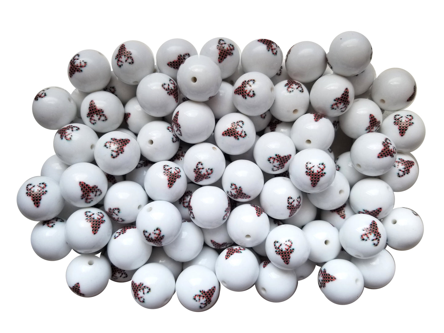 plaid buck head 20mm printed bubblegum beads