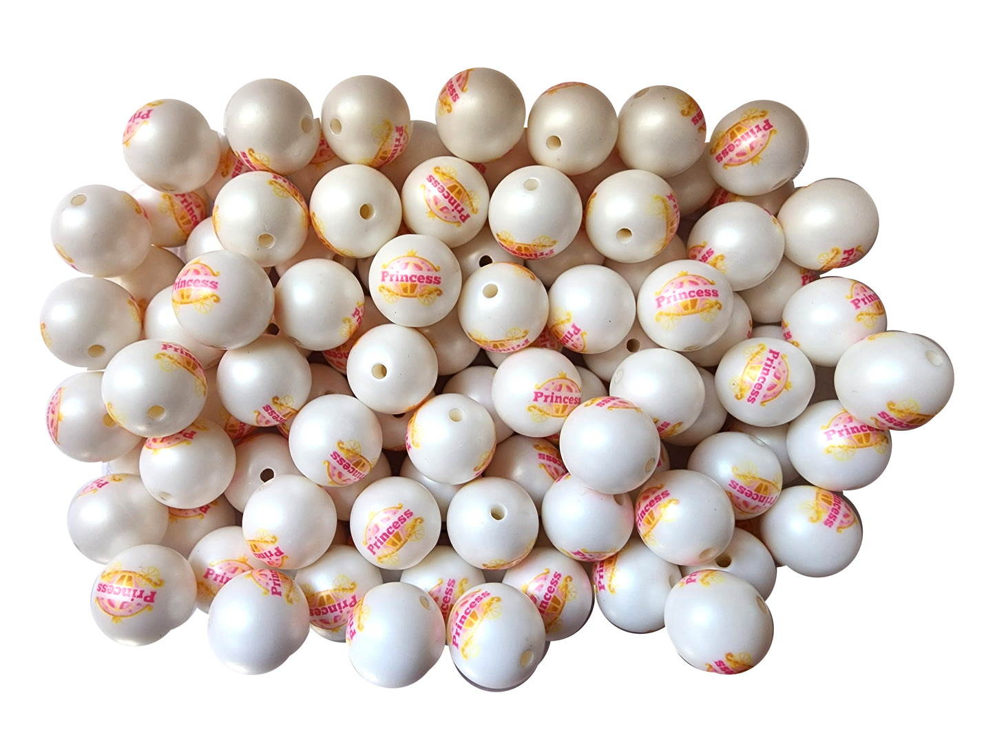 princess carriage 20mm printed bubblegum beads