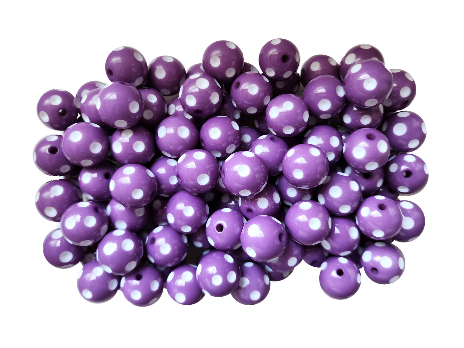 purple dots 20mm bubblegum beads