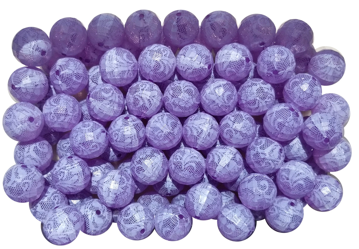purple faceted lace 20mm bubblegum beads