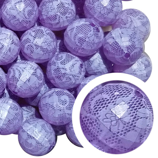 purple faceted lace 20mm bubblegum beads