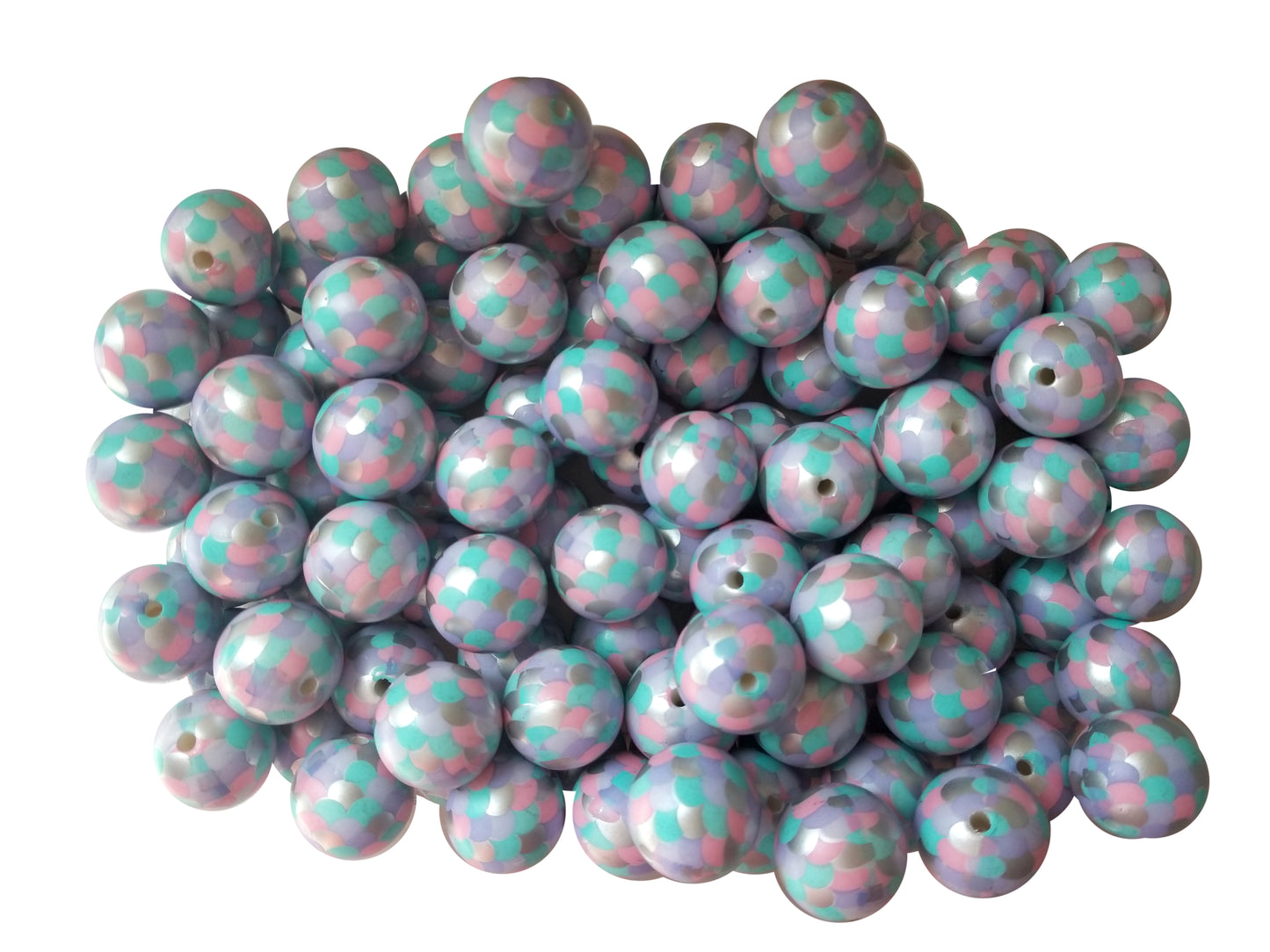 purple metallic mermaid scales 20mm printed wholesale bubblegum beads