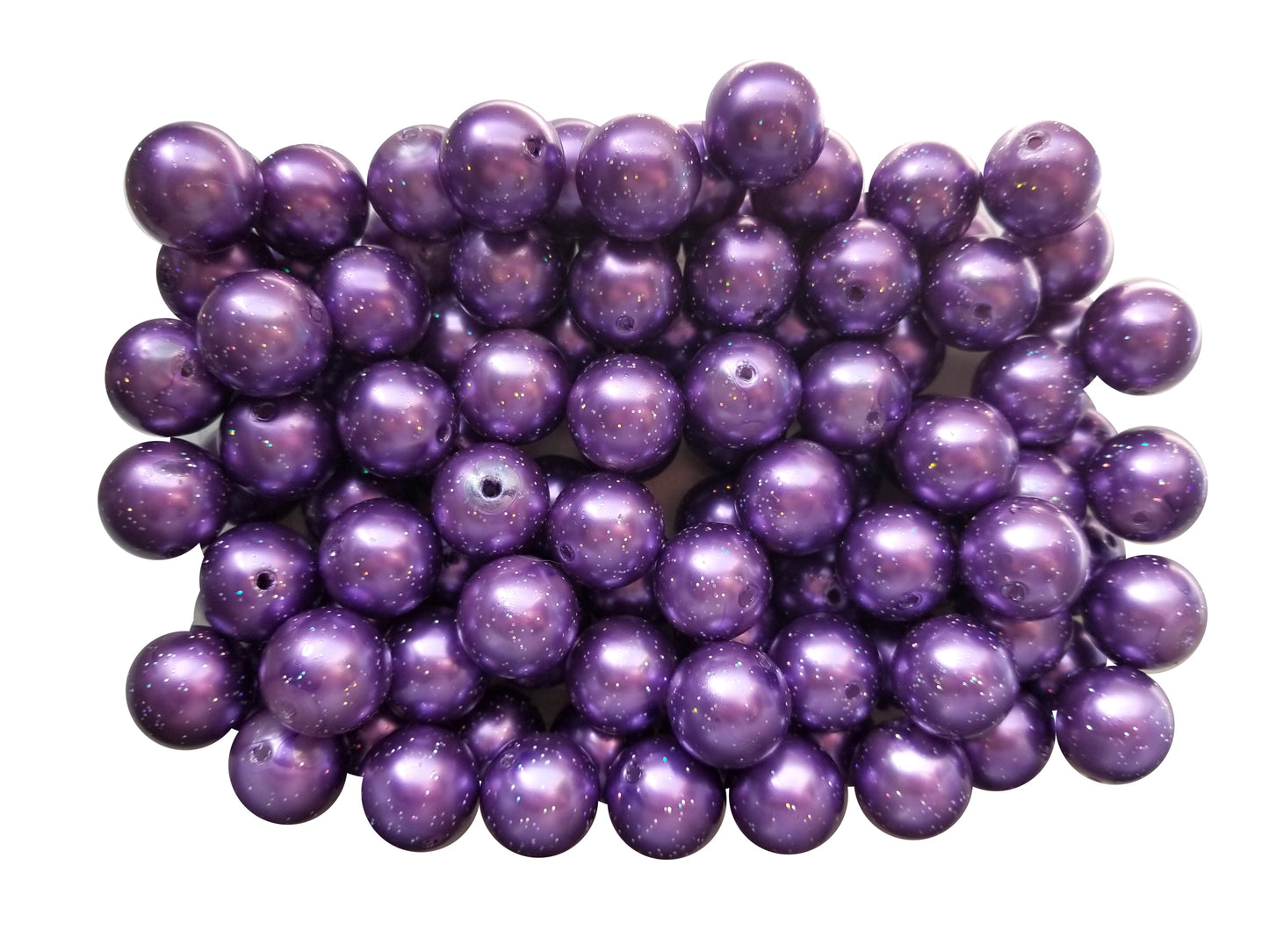 purple pearl glitter 20mm bubblegum beads