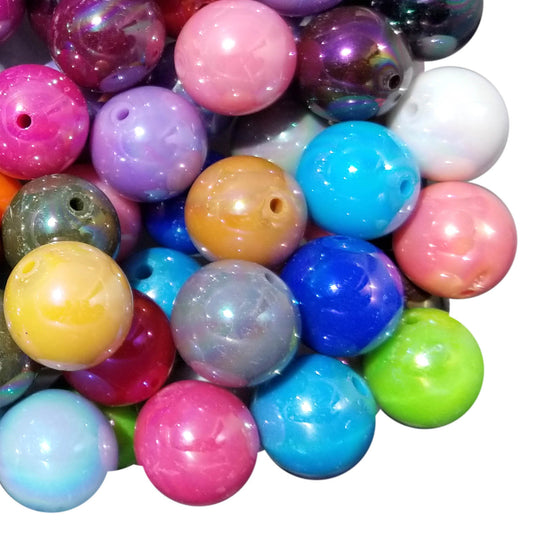 rainbow AB 20mm bubblegum beads
